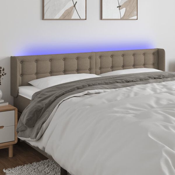 vidaXL T&ecirc;te de lit &agrave; LED Taupe 163x16x78/88 cm Tissu
