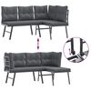 vidaXL Ensemble de bancs de jardin avec coussins 3 pcs noir