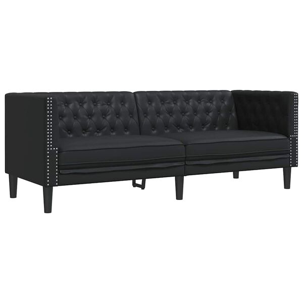 vidaXL Canap&eacute; de salon 3 pcs Noir 194 x 74,5 x 70,5 cm Simili cuir