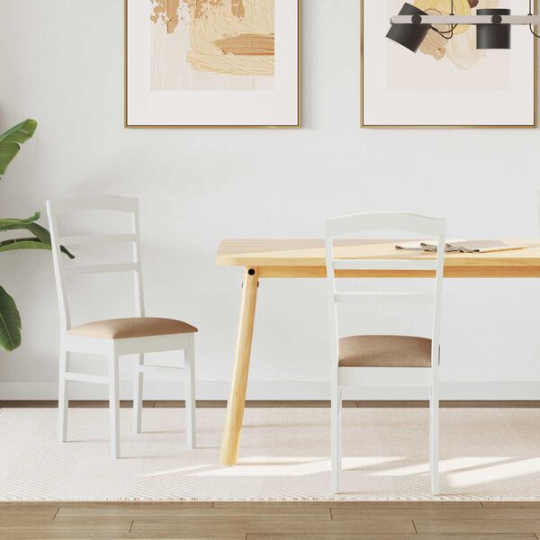 vidaXL Chaise de salle à manger 2 pcs Blanc et marron