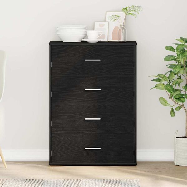 vidaXL Buffet avec tiroir Ch&ecirc;ne noir 60 x 31 x 84 cm Bois d'ing&eacute;nierie