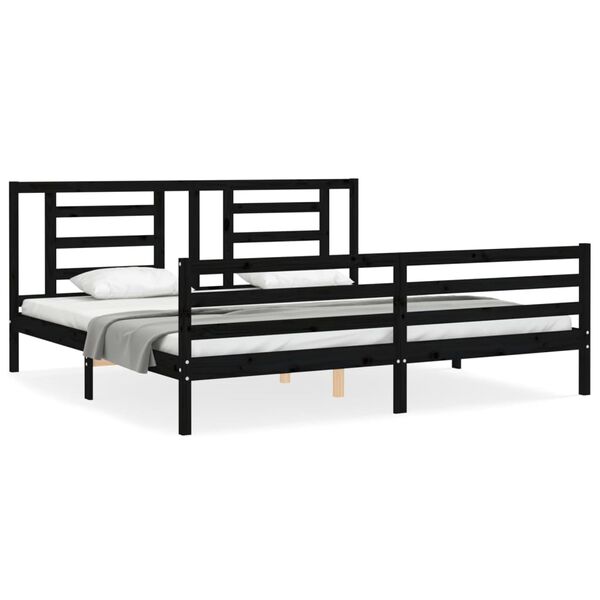 vidaXL Cadre de lit sans matelas noir 200x200 cm bois massif