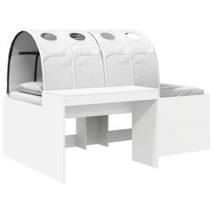vidaXL Cadre de lit avec tunnel 3 pi&egrave;ces Blanc Bois d'ing&eacute;nierie