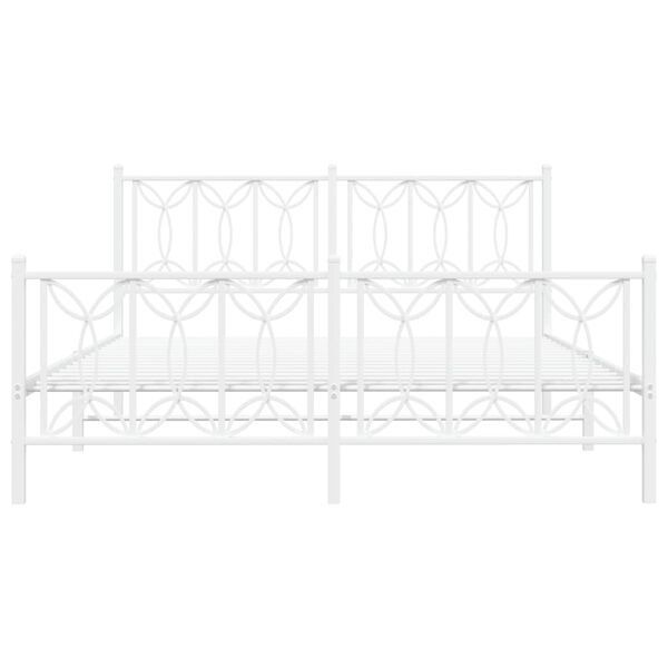 vidaXL Cadre de lit métal sans matelas et pied de lit blanc 150x200 cm