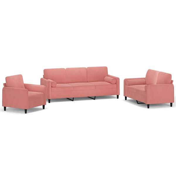 vidaXL Ensemble de canap&eacute;s 3 pcs coussins d&eacute;coratifs et coussins Rose