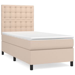 vidaXL Sommier &agrave; lattes de lit avec matelas Cappuccino 90x190 cm