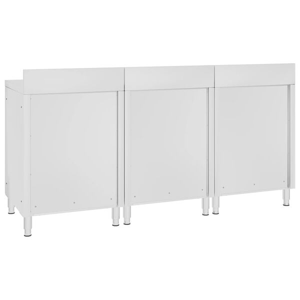 vidaXL Table de travail commerciale avec armoire 180x60x96 cm Inox