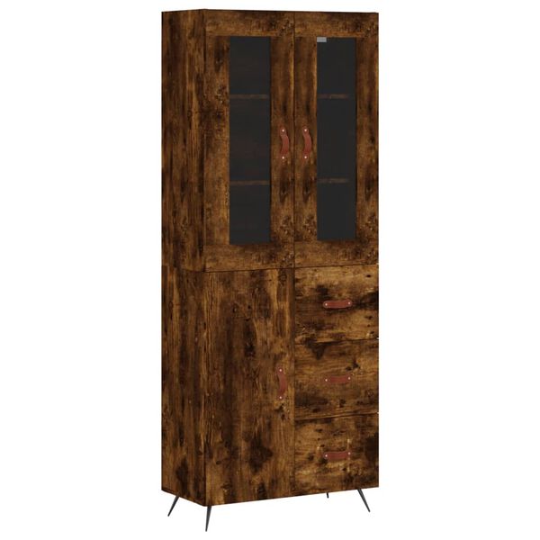 vidaXL Buffet haut Ch&ecirc;ne fum&eacute; 69,5x34x180 cm Bois d'ing&eacute;nierie
