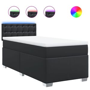 vidaXL Sommier &agrave; lattes de lit avec matelas Noir 80x200cm Similicuir