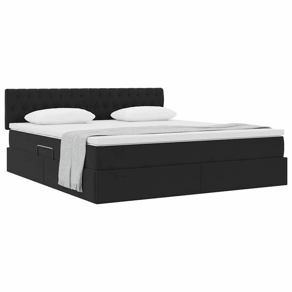 vidaXL Lit de Rangement avec matelas Noir 160 x 200 cm Velours
