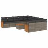 vidaXL Salon de jardin avec coussins 12 pcs gris r&eacute;sine tress&eacute;e