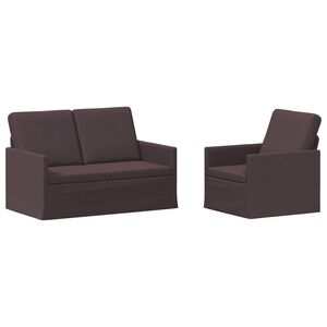 vidaXL Ensemble de Canap&eacute;s 2 pcs Marron fonc&eacute; Tissu