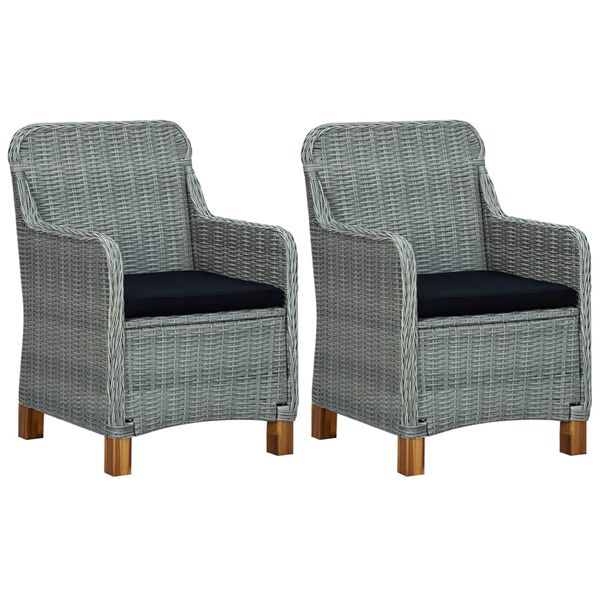 vidaXL Salon de jardin 3 pcs avec coussins r&eacute;sine tress&eacute;e gris clair