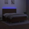 vidaXL Sommier à lattes de lit matelas et LED Marron foncé 160x200 cm