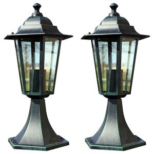 vidaXL Lampes de jardin 2 pcs Vert fonc&eacute;/Noir Aluminium