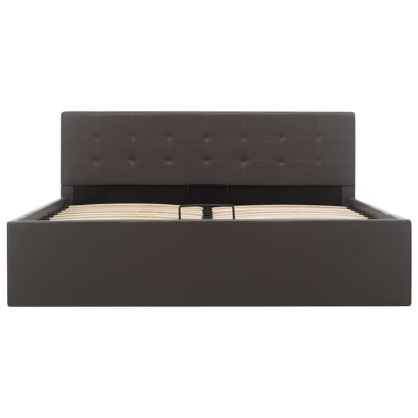 vidaXL Cadre de lit &agrave; rangement hydraulique gris similicuir 140x200 cm