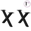 vidaXL Pieds de table basse en forme de X, 2 pi&egrave;ces, noir, 50 x (30-31) cm, acier