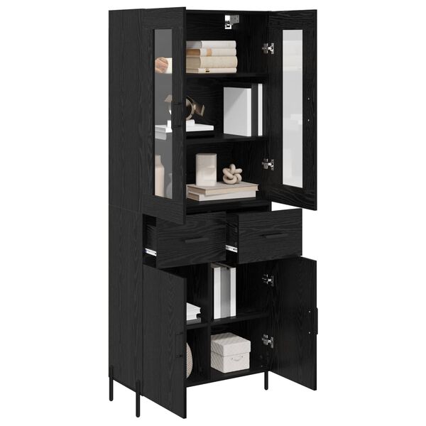 vidaXL Haut Armoire Ch&ecirc;ne noir 69,5 x 34 x 180 cm Bois d'ing&eacute;nierie