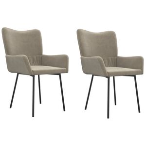 vidaXL Chaises &agrave; manger lot de 2 Gris clair Velours