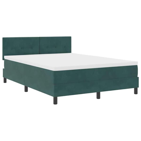 vidaXL Lit &agrave; ressorts avec matelas Vert fonc&eacute; 140 x 190 cm tissu