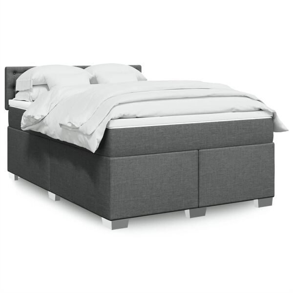 vidaXL Sommier à lattes de lit avec matelas Gris foncé 140x200cm Tissu