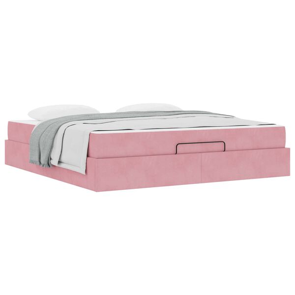 vidaXL Cadre de lit avec matelas avec matelas 2 pcs Rose Velours
