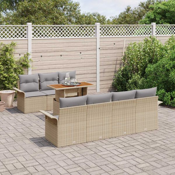 vidaXL Ensemble de canap&eacute; de jardin 8 pcs beige et gris clair