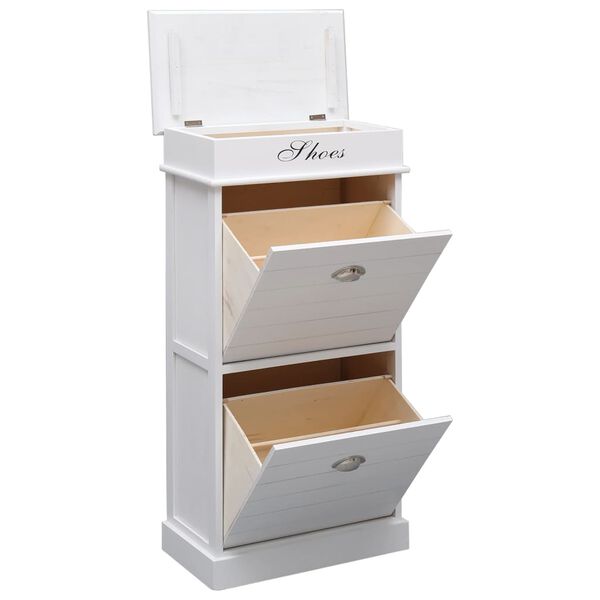 vidaXL Armoire à chaussures Blanc 50 x 28 x 98 cm Bois de Paulownia