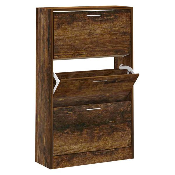 vidaXL Armoire &agrave; chaussures Ch&ecirc;ne fum&eacute; 63x24x103 cm Bois d'ing&eacute;nierie