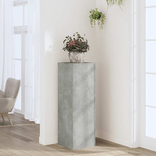 vidaXL Support pour plantes gris b&eacute;ton 33x33x100 cm bois d'ing&eacute;nierie