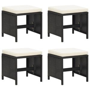 vidaXL Tabourets de jardin avec coussins lot de 4 noir r&eacute;sine tress&eacute;e
