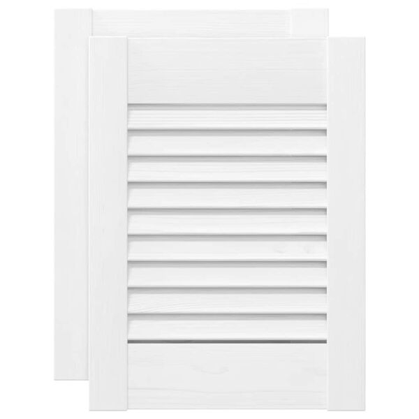 vidaXL Portes d'armoire &agrave; persiennes 2 pcs blanc 39,5x29,5 cm