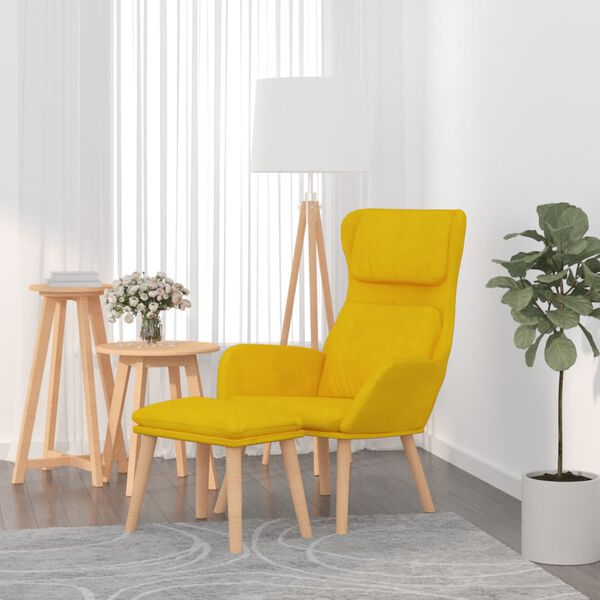 vidaXL Chaise de d&eacute;tente et repose-pied Jaune moutarde Velours
