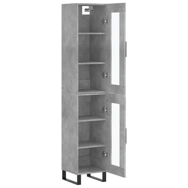 vidaXL Buffet haut Gris b&eacute;ton 34,5x34x180 cm Bois d'ing&eacute;nierie