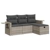 vidaXL Salon de jardin 4 pcs avec coussins gris clair r&eacute;sine tress&eacute;e