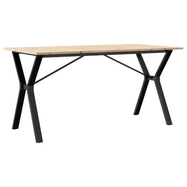 vidaXL Table à manger cadre en Y 140x80x75 cm bois de pin massif acier