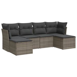 vidaXL Salon de jardin 6 pcs avec coussins gris r&eacute;sine tress&eacute;e