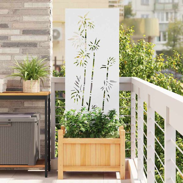 vidaXL Écran de confidentialité de jardin Floral Blanc 50 x 140 cm