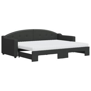 vidaXL Lit de jour avec lit gigogne et matelas noir 80x200 cm tissu