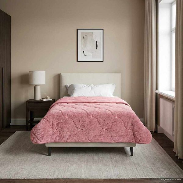 vidaXL Duvet d'&eacute;t&eacute; simple Matelass&eacute; Rose 135 x 200 cm