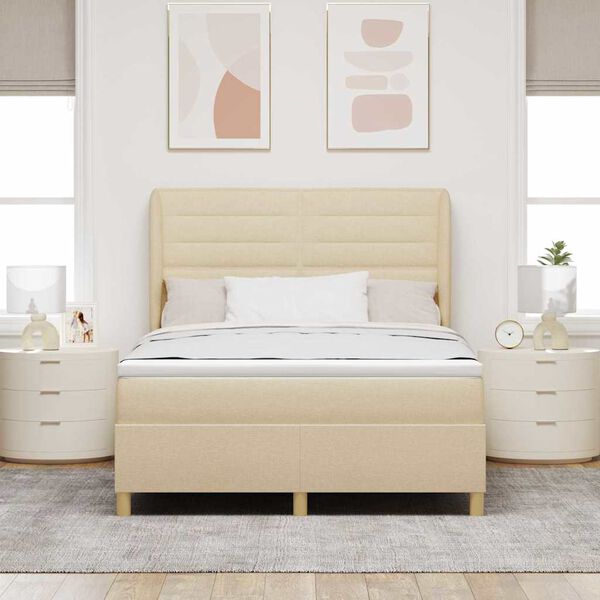 vidaXL Lit &agrave; ressorts avec matelas gris fonc&eacute; 90x190 cm Cr&egrave;me tissu