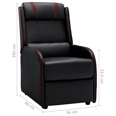 vidaXL Chaise inclinable Noir et rouge bordeaux Similicuir
