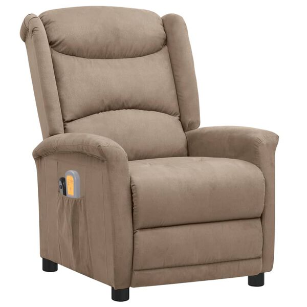 vidaXL Fauteuil &eacute;lectrique de massage Taupe Tissu microfibre