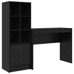 vidaXL Bureau avec tiroir avec &eacute;tag&egrave;re avec stockage 2 pcs Ch&ecirc;ne noir