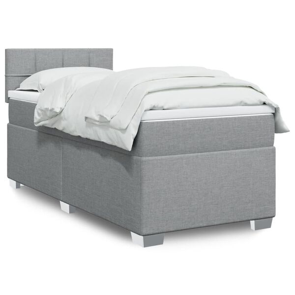 vidaXL Sommier &agrave; lattes de lit avec matelas Gris clair 100x200cm Tissu