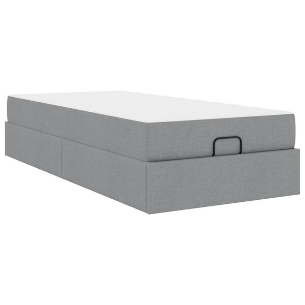 vidaXL Cadre de lit avec matelas avec matelas 2 pcs Gris clair tissu