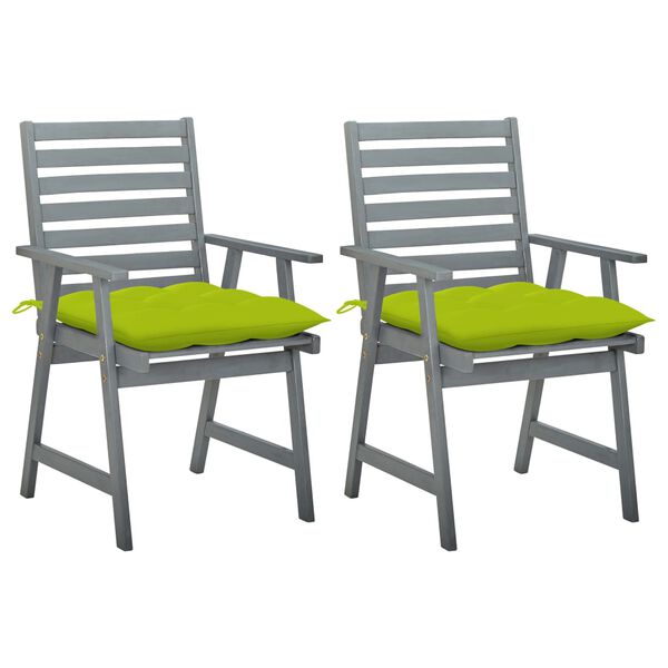 vidaXL Chaises &agrave; manger d'ext&eacute;rieur lot de 2 et coussins Acacia massif