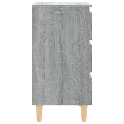 vidaXL Table de chevet avec pieds en bois Sonoma gris 40x35x69 cm