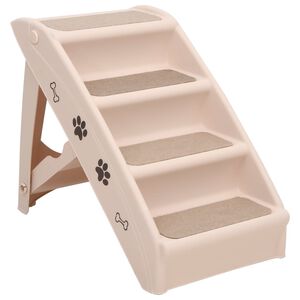 vidaXL Escaliers pliables pour chiens Cr&egrave;me 62x40x49,5 cm
