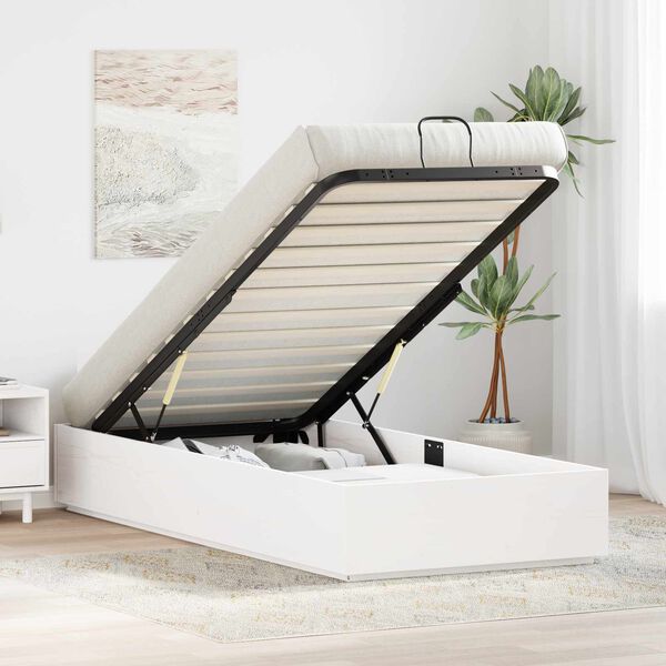 vidaXL Cadre de lit ottoman avec stockage Blanc 80 x 200 cm Pin massif